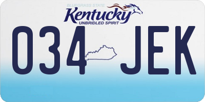 KY license plate 034JEK