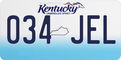 KY license plate 034JEL