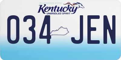 KY license plate 034JEN