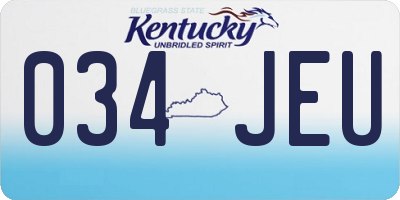 KY license plate 034JEU
