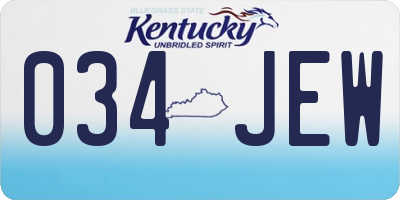 KY license plate 034JEW