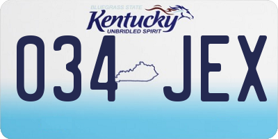 KY license plate 034JEX