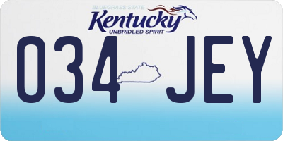 KY license plate 034JEY