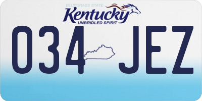 KY license plate 034JEZ