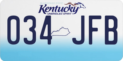 KY license plate 034JFB