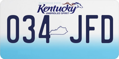 KY license plate 034JFD