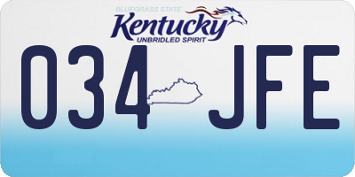 KY license plate 034JFE