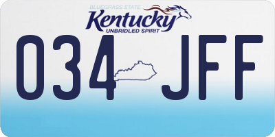KY license plate 034JFF