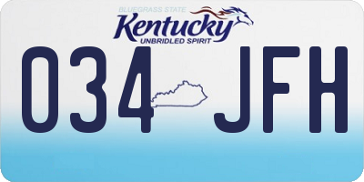 KY license plate 034JFH