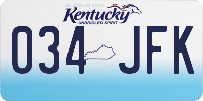 KY license plate 034JFK