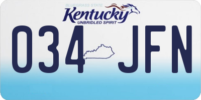 KY license plate 034JFN