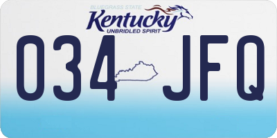 KY license plate 034JFQ