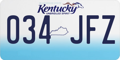 KY license plate 034JFZ