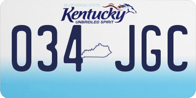 KY license plate 034JGC