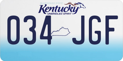KY license plate 034JGF