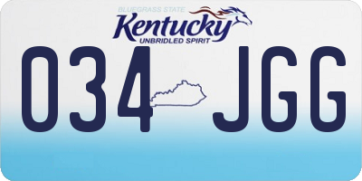 KY license plate 034JGG