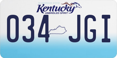 KY license plate 034JGI