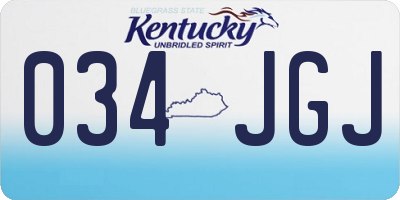 KY license plate 034JGJ