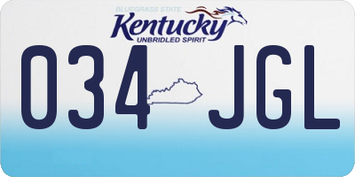 KY license plate 034JGL