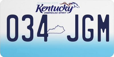 KY license plate 034JGM
