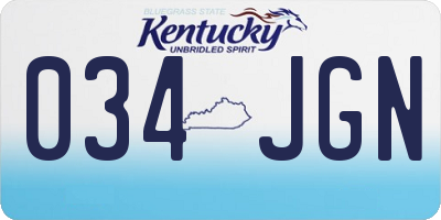 KY license plate 034JGN