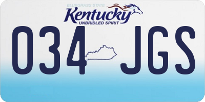 KY license plate 034JGS