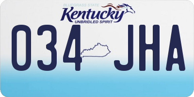 KY license plate 034JHA
