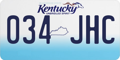 KY license plate 034JHC