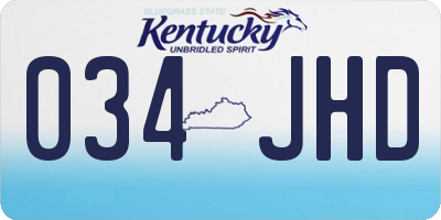 KY license plate 034JHD