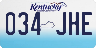 KY license plate 034JHE