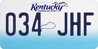 KY license plate 034JHF