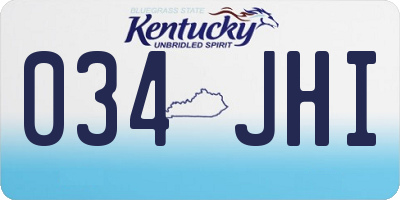 KY license plate 034JHI