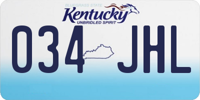KY license plate 034JHL