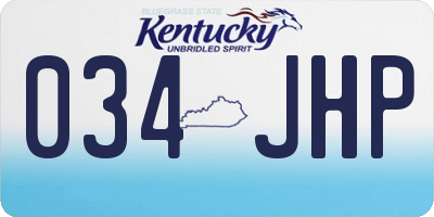KY license plate 034JHP
