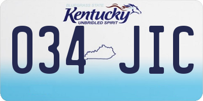 KY license plate 034JIC