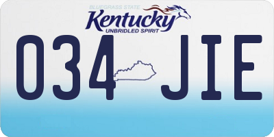 KY license plate 034JIE
