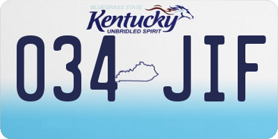 KY license plate 034JIF