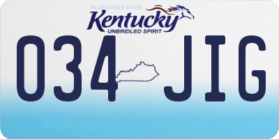 KY license plate 034JIG