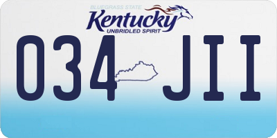 KY license plate 034JII