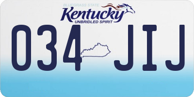 KY license plate 034JIJ