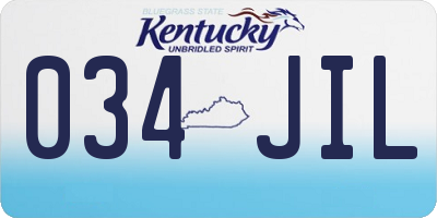 KY license plate 034JIL
