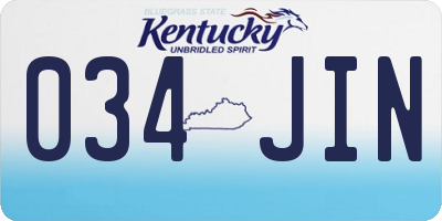 KY license plate 034JIN