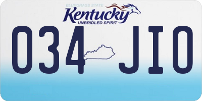 KY license plate 034JIO