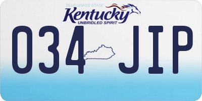 KY license plate 034JIP