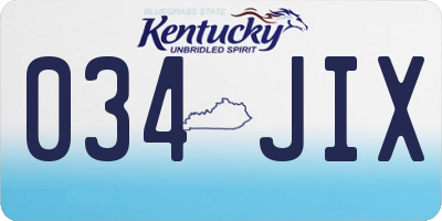 KY license plate 034JIX