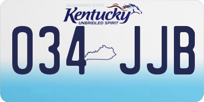 KY license plate 034JJB