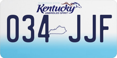 KY license plate 034JJF