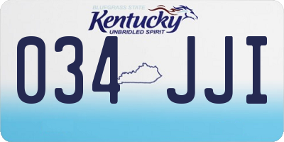 KY license plate 034JJI
