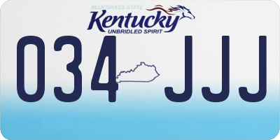 KY license plate 034JJJ
