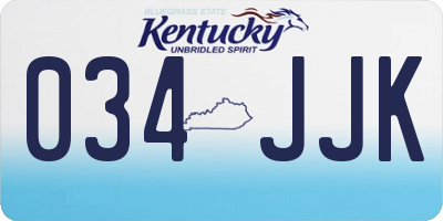 KY license plate 034JJK